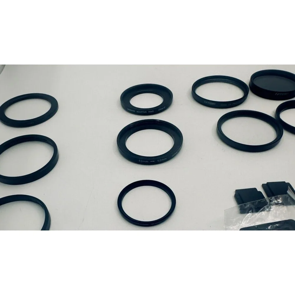 Camera Filter & Accessory Lot - Tiffen 43/46/52mm Filters, Step-Up Rings, Cap